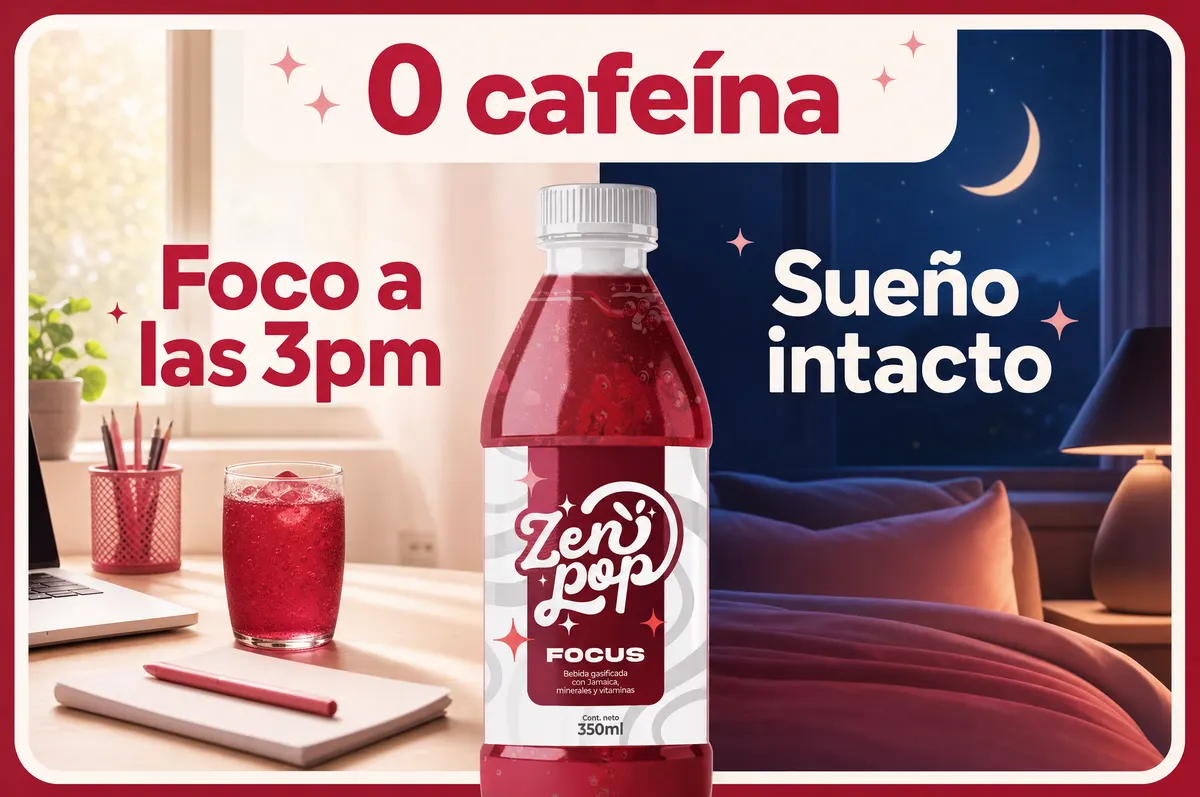 ZenPop Focus: cero cafeína, foco de día y sueño intacto