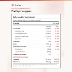 ZenPop Colágeno, Información nutricional
