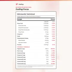 ZenPop Focus, Información nutricional